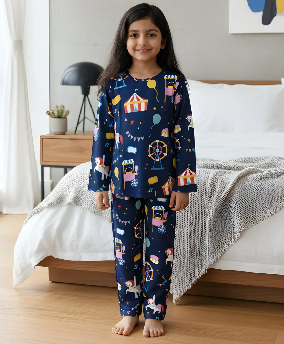 CARNIVAL CIRCUS LONG SLEEVES PYJAMA SET - BLUE - Anthrilo 