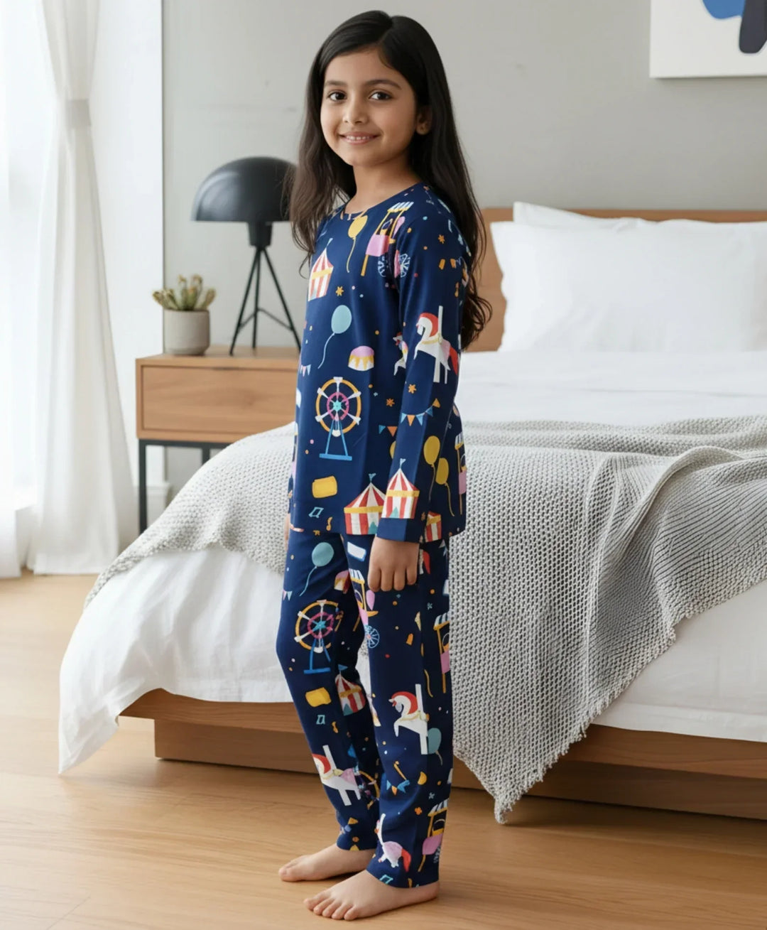 CARNIVAL CIRCUS LONG SLEEVES PYJAMA SET - BLUE - Anthrilo 
