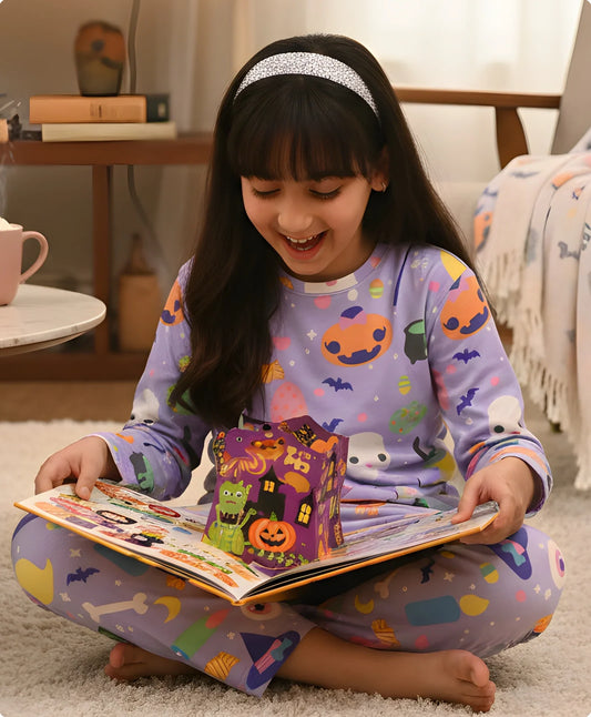 HALLOWEEN LONG SLEEVES PYJAMA SET - PURPLE