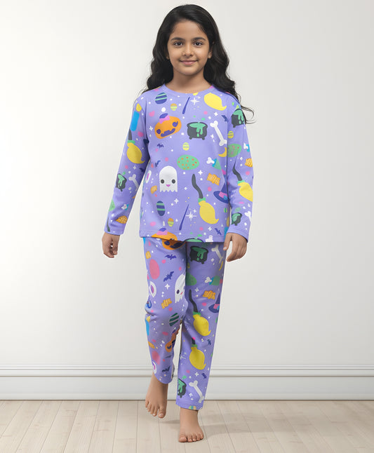HALLOWEEN LONG SLEEVES PYJAMA SET - PURPLE