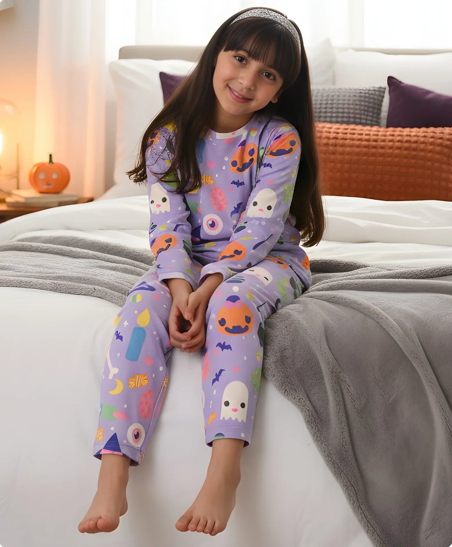 HALLOWEEN LONG SLEEVES PYJAMA SET - PURPLE