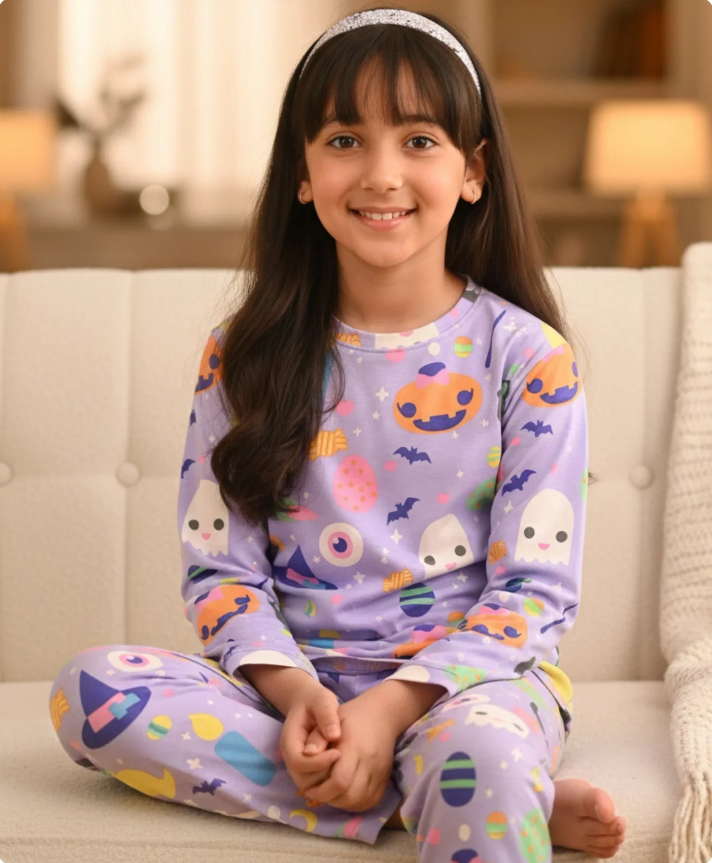 HALLOWEEN LONG SLEEVES PYJAMA SET - PURPLE