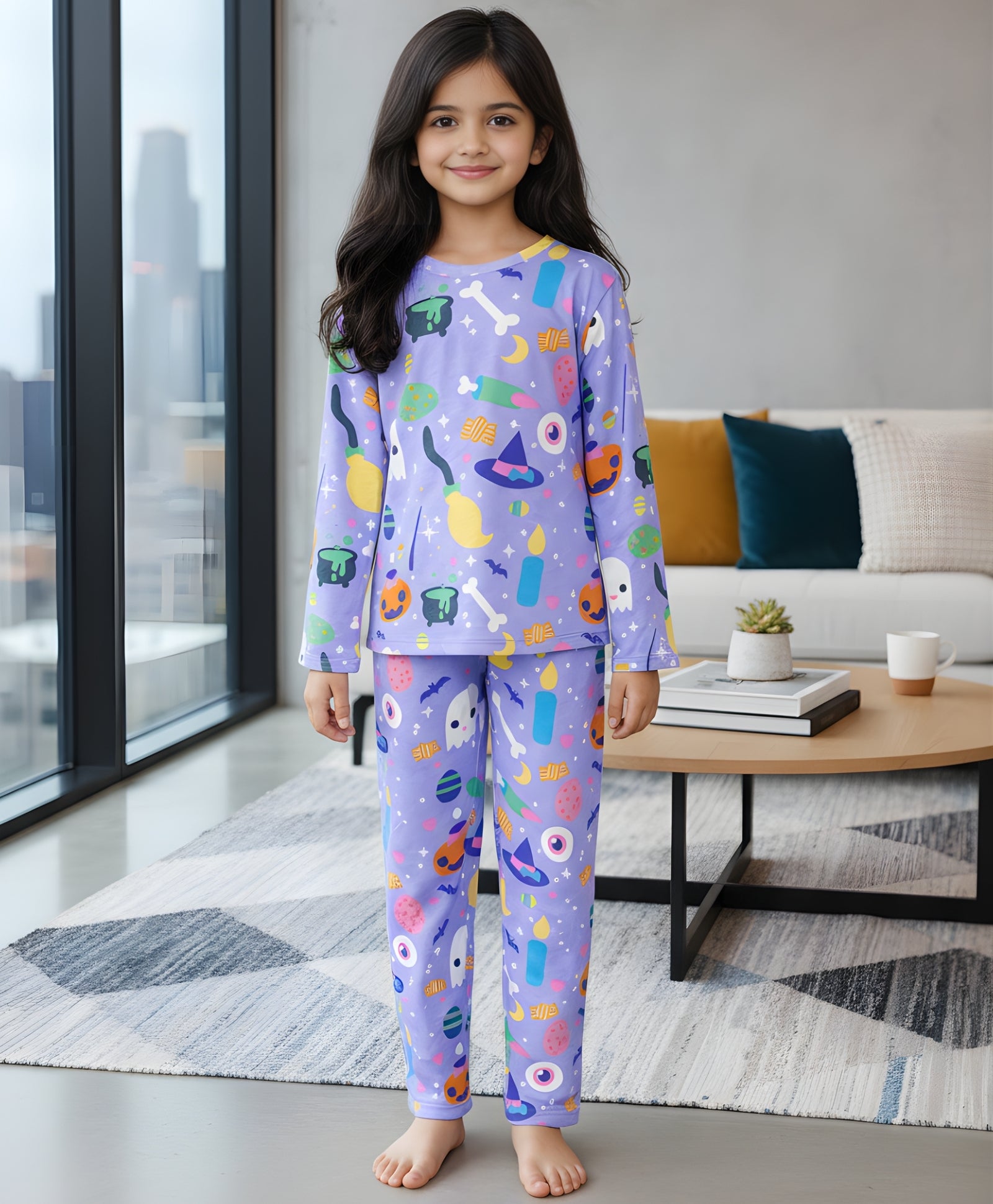 HALLOWEEN LONG SLEEVES PYJAMA SET - PURPLE - Anthrilo 