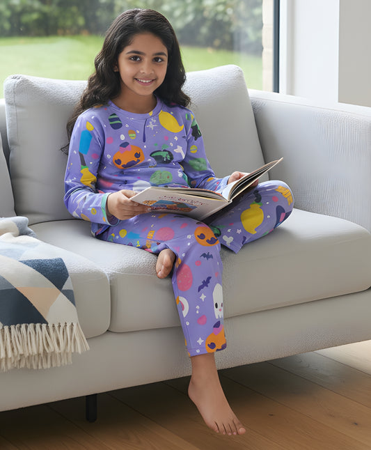 HALLOWEEN LONG SLEEVES PYJAMA SET - PURPLE