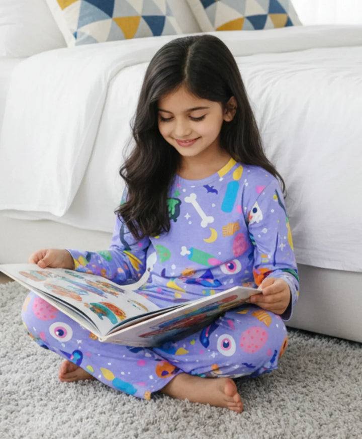 HALLOWEEN LONG SLEEVES PYJAMA SET - PURPLE - Anthrilo 