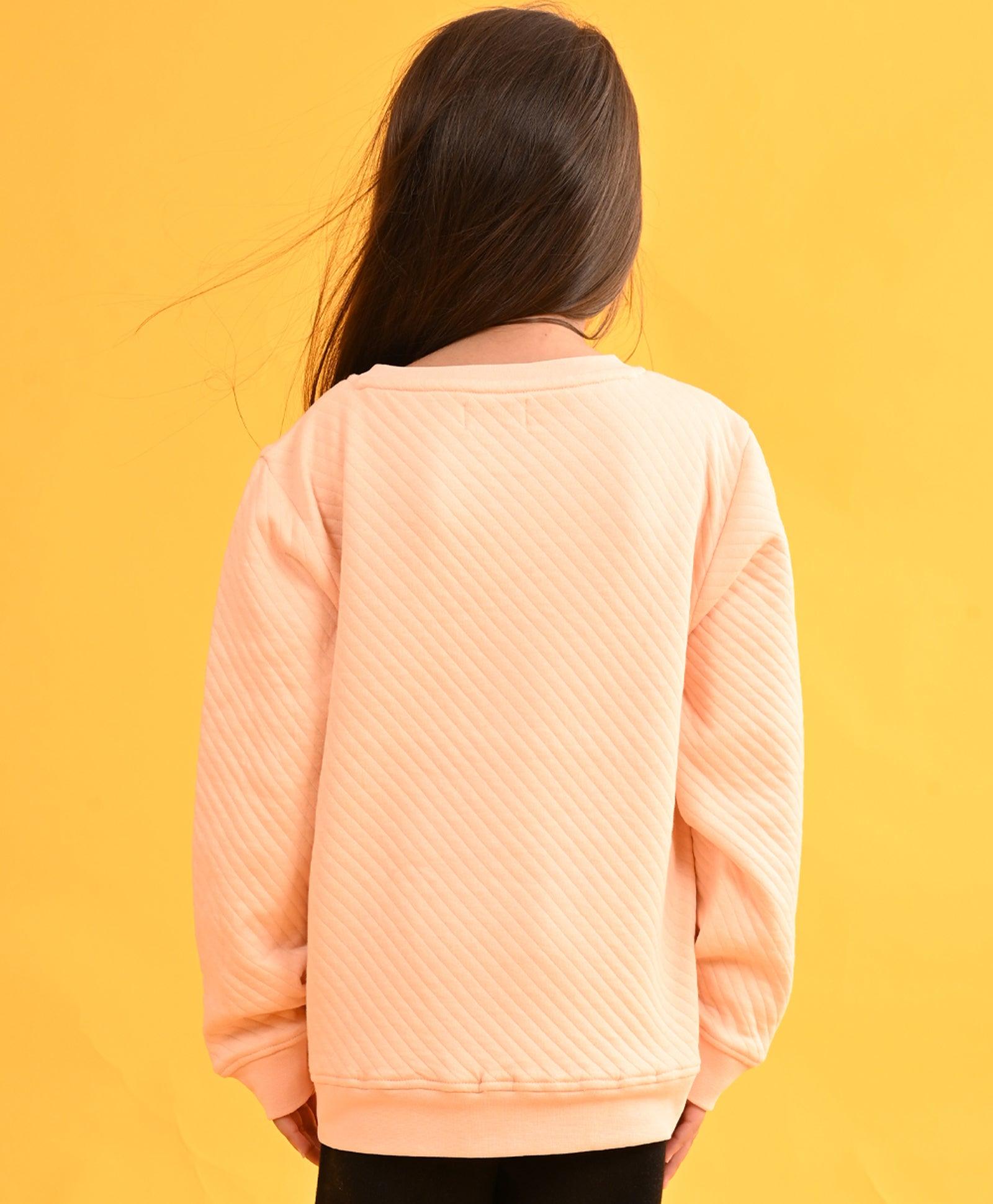 PEACH QUILTED GIRLS SWEATSHIRT - PEACH - Anthrilo 