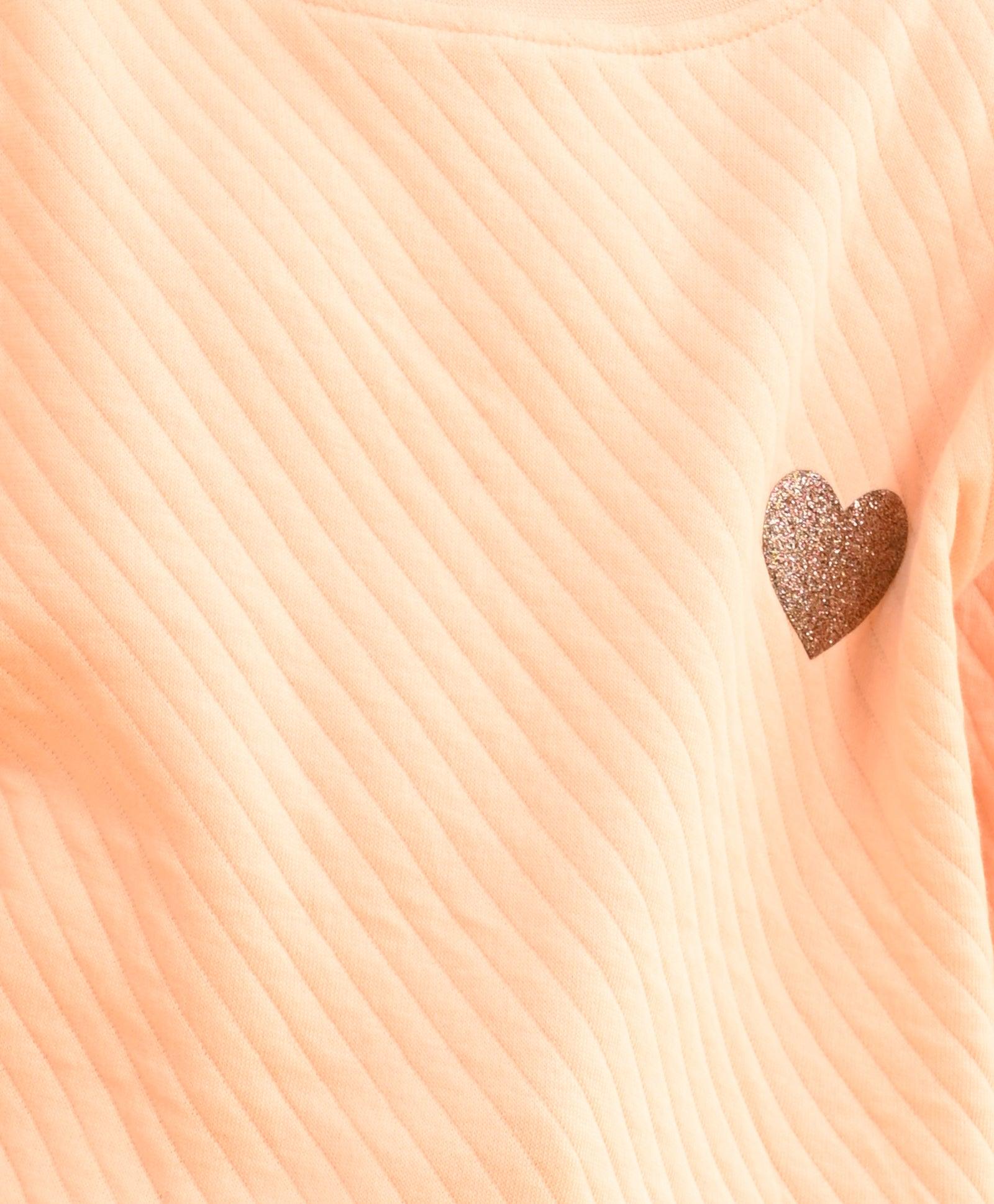 PEACH QUILTED GIRLS SWEATSHIRT - PEACH - Anthrilo 