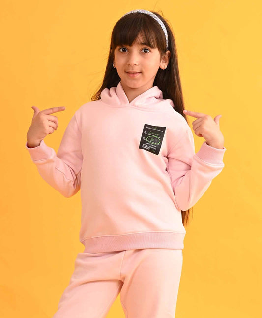 SPORTY COLLECTION PINK FLEECE HOODIE - PINK