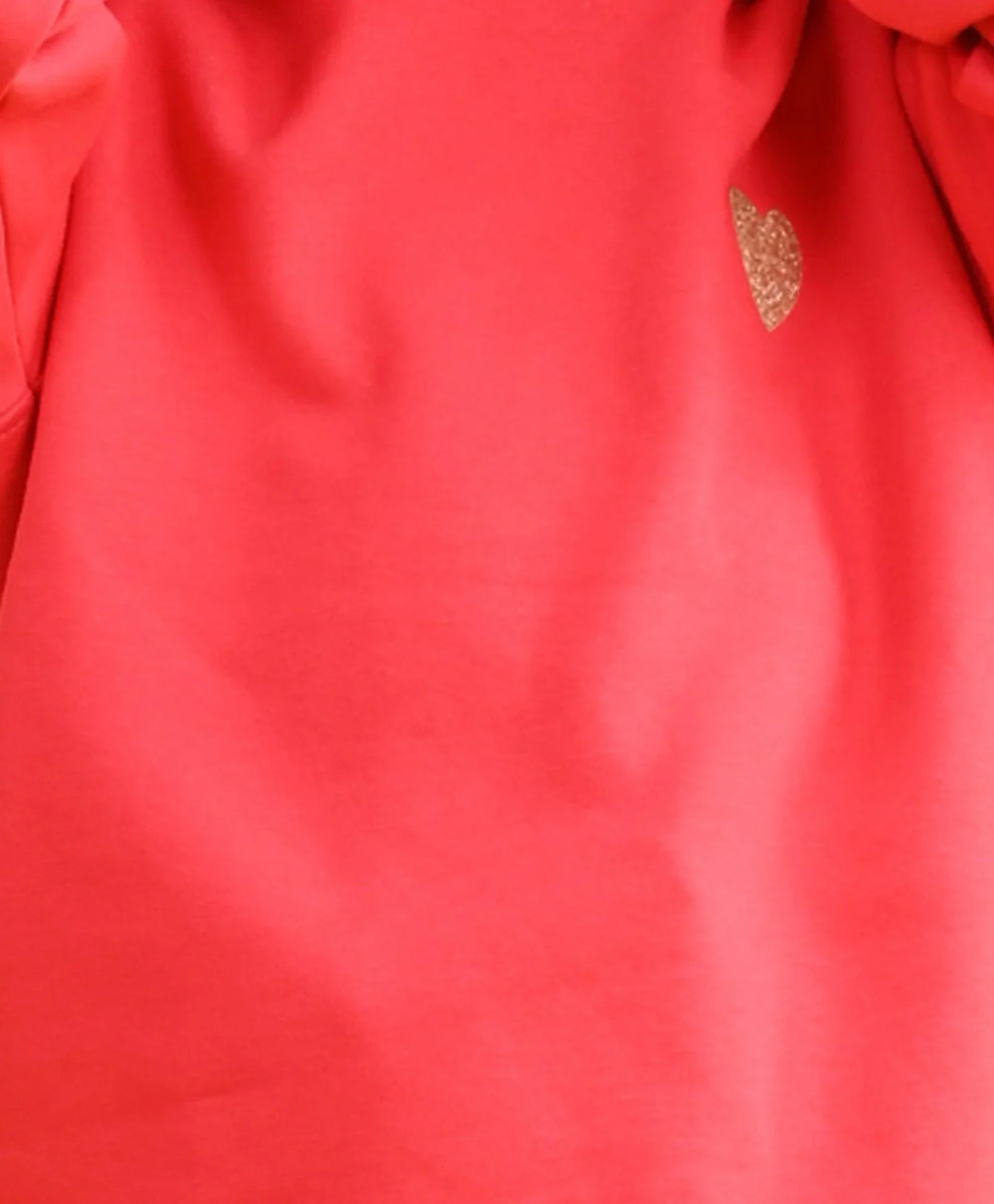 HOT PINK HEART RIBBED FLEECE HOODIE - PINK - Anthrilo 