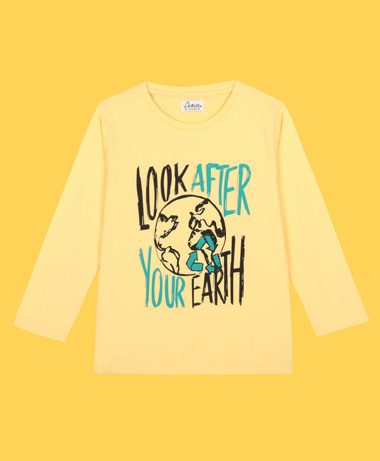 LOOK AFTER EARTH YELLOW BOYS T-SHIRT - YELLOW - Anthrilo 