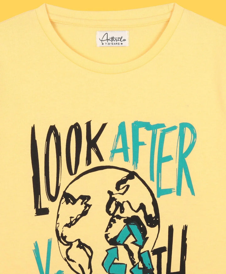 LOOK AFTER EARTH YELLOW BOYS T-SHIRT - YELLOW - Anthrilo 