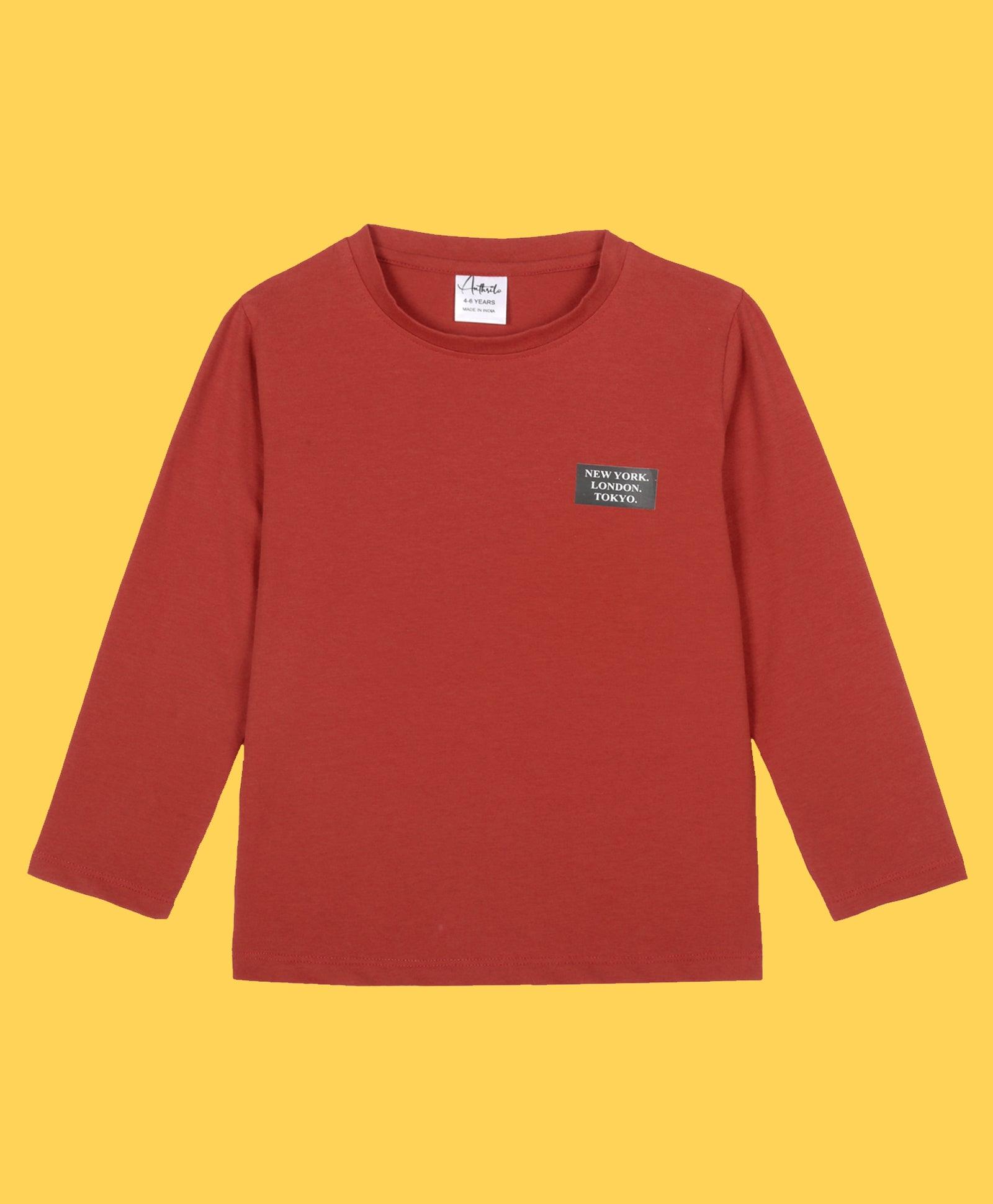 NEWYORK RED LONG SLEEVES T-SHIRT - RED - Anthrilo 