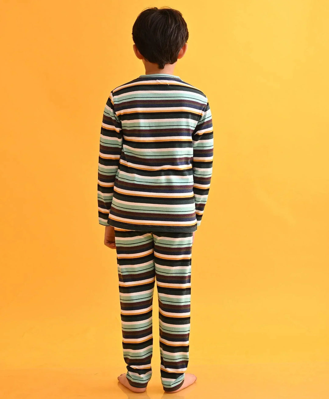 AQUA WHITE NAVY YELLOW LONG SLEEVES PYJAMA SET - MULTI - Anthrilo 