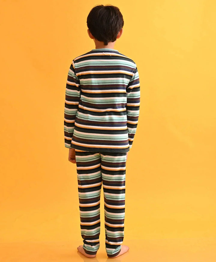 AQUA WHITE NAVY YELLOW LONG SLEEVES PYJAMA SET - MULTI - Anthrilo 