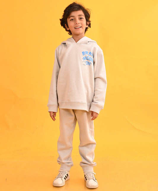 LIGHT GREY TMR FLEECE BOYS HOODIE JOGGER SET - LIGHT GREY