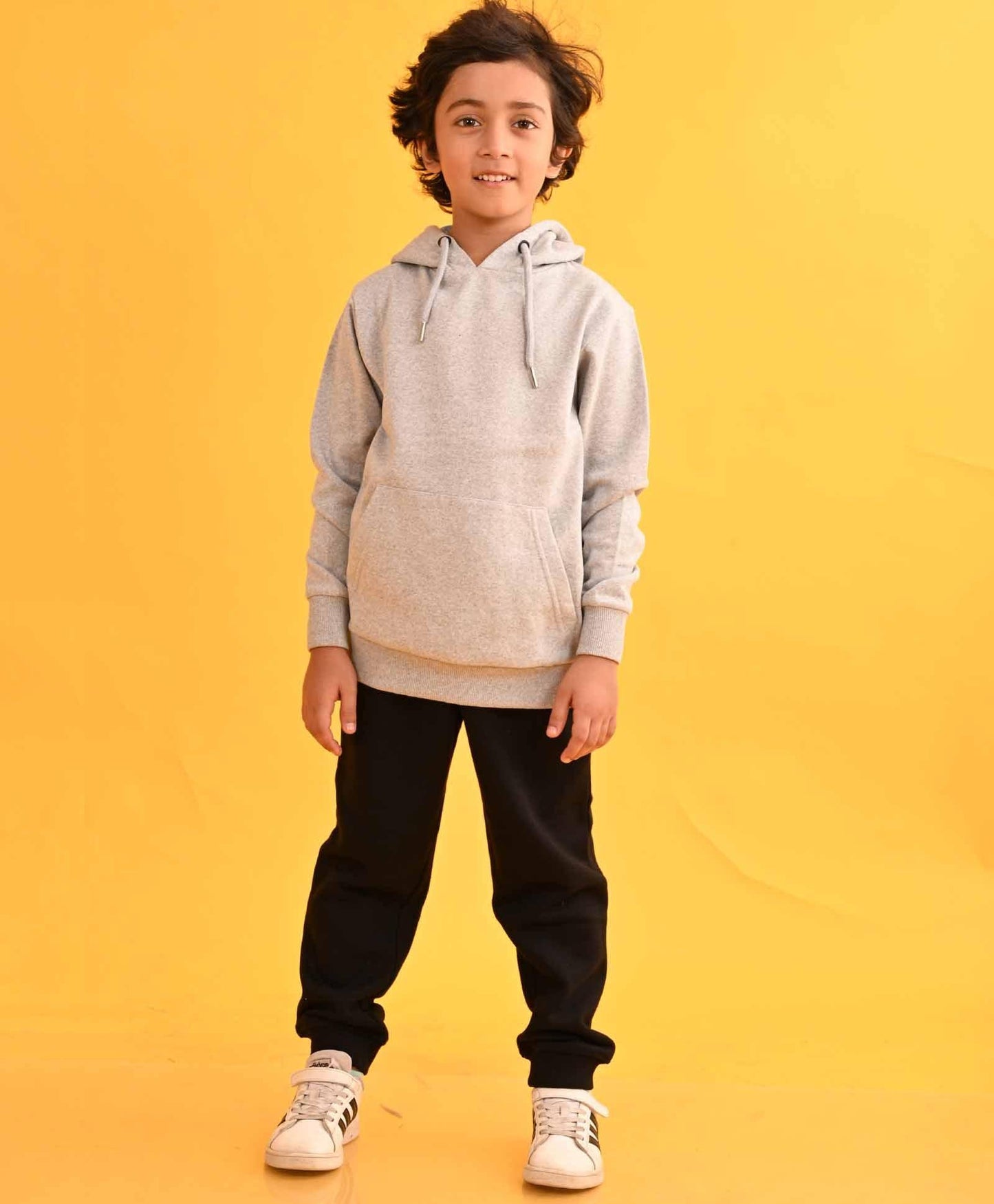 GREY HUMMO HOODIE BLACK FLEECE JOGGER SET - GREY / BLACK