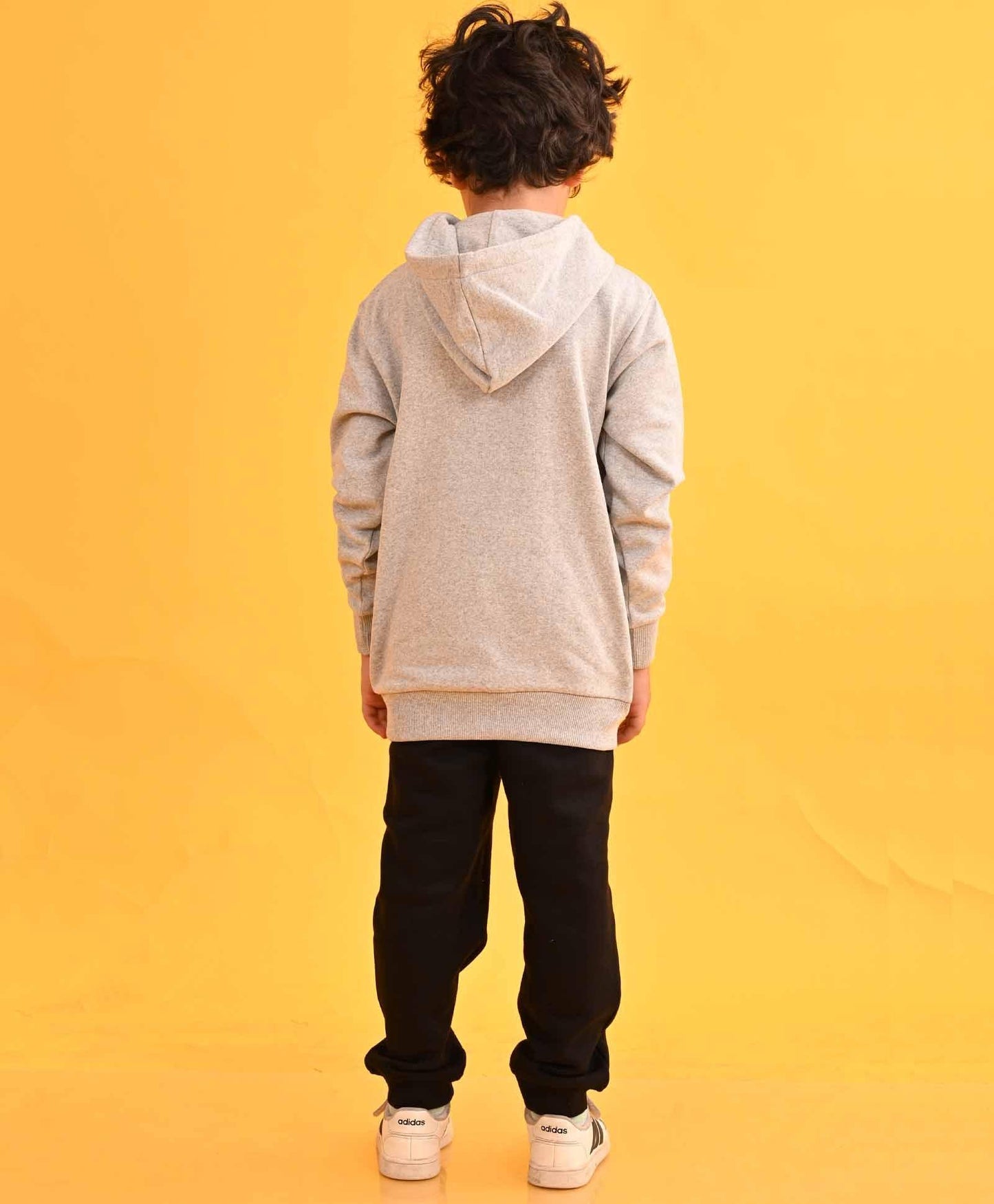 GREY HUMMO HOODIE BLACK FLEECE JOGGER SET - GREY / BLACK