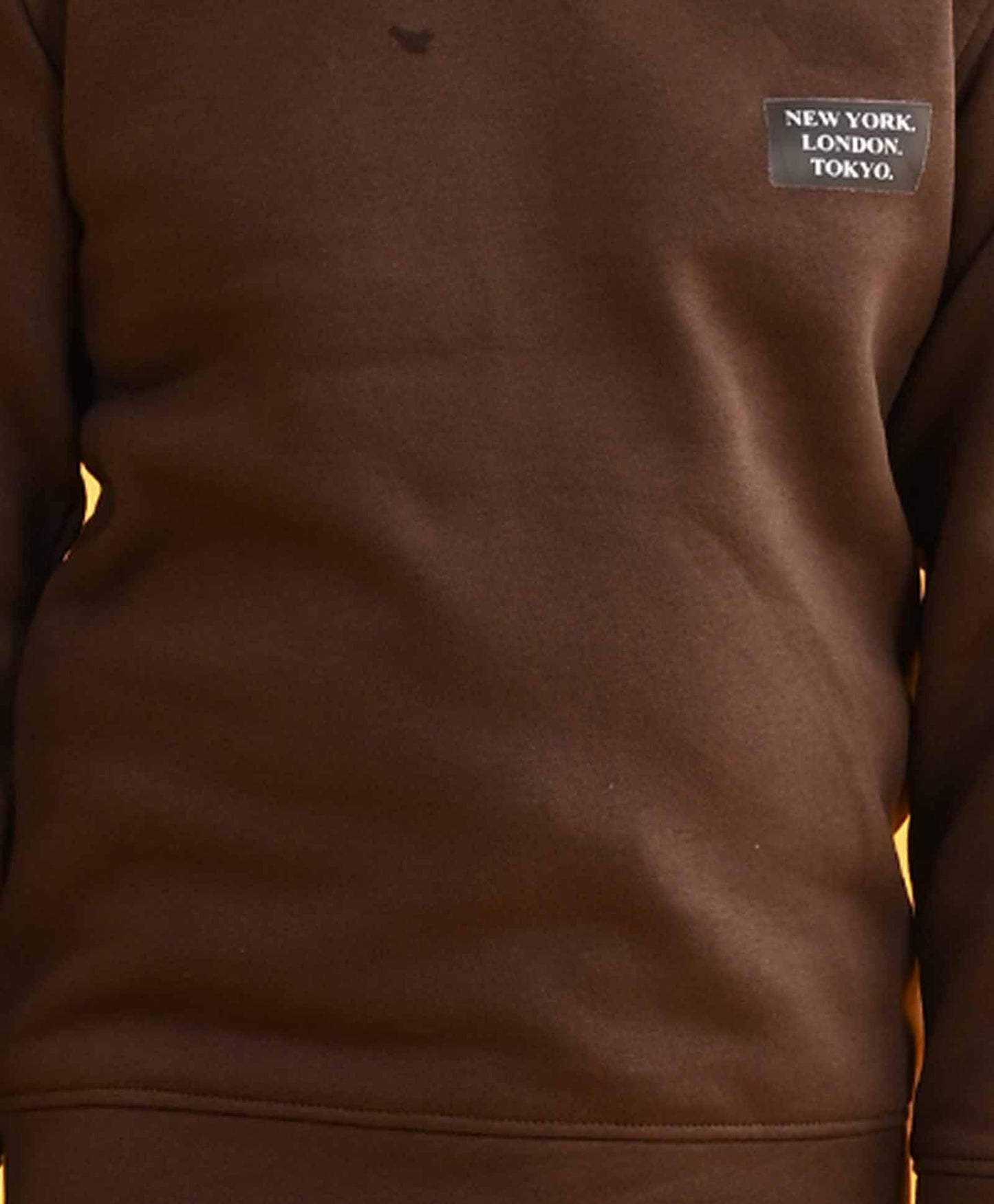 NEW YORK BROWN HOODIE GREY FLEECE JOGGER SET - DARK BROWN/GREY