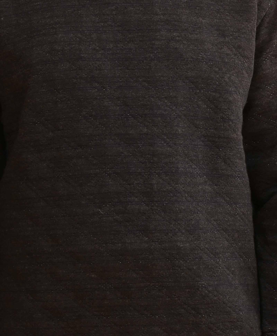 QUILTED BLACK MELANGE FLEECE BOYS SWEATSHIRT JOGGER SET - BLACK