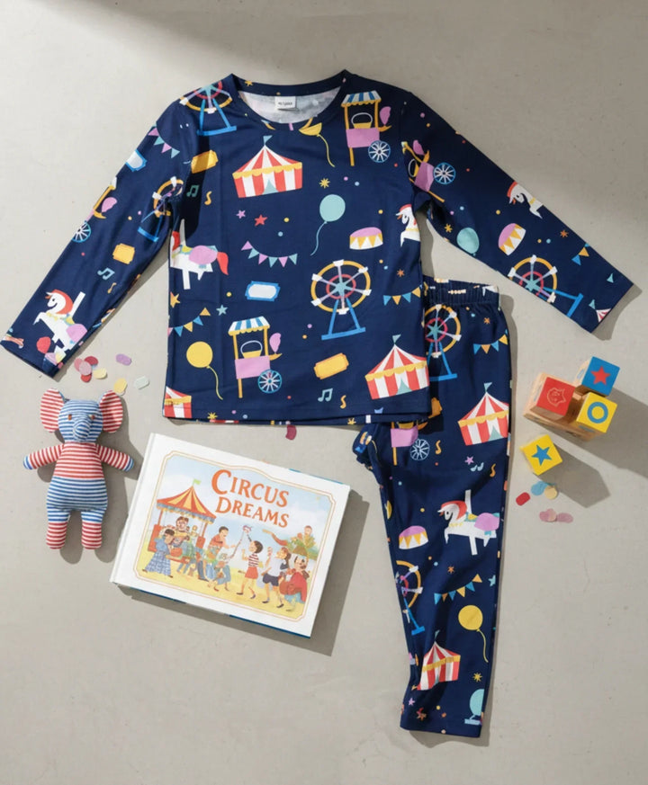 CARNIVAL CIRCUS BOYS LONG SLEEVES PYJAMA SET - BLUE - Anthrilo 