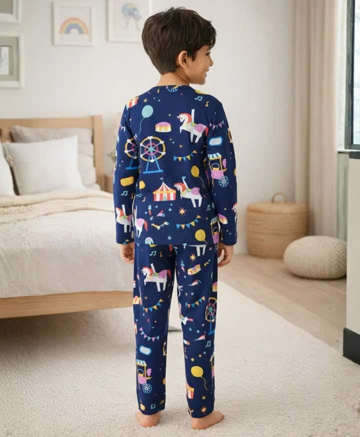CARNIVAL CIRCUS BOYS LONG SLEEVES PYJAMA SET - BLUE - Anthrilo 