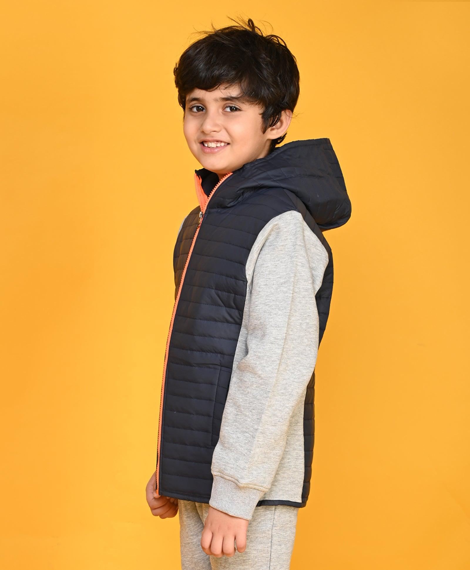 GREY MELANGE LONG SLEEVE BOYS JACKET - GREY - Anthrilo 