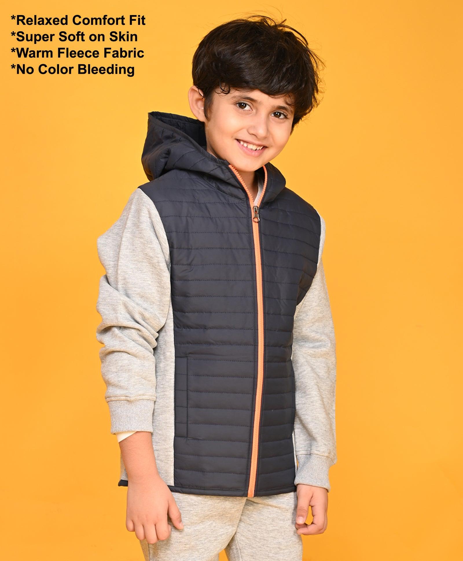 GREY MELANGE LONG SLEEVE BOYS JACKET - GREY - Anthrilo 