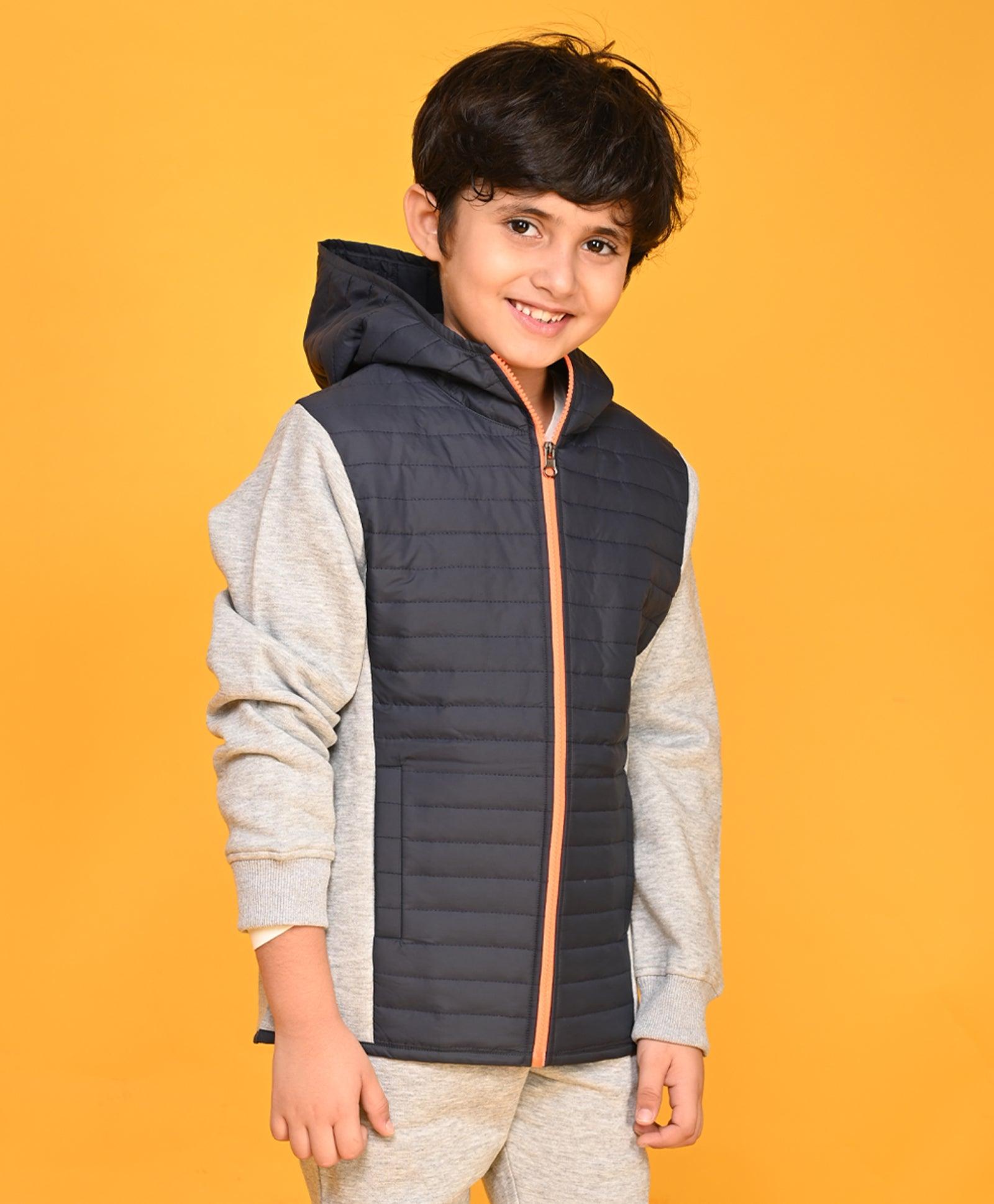 GREY MELANGE LONG SLEEVE BOYS JACKET - GREY - Anthrilo 