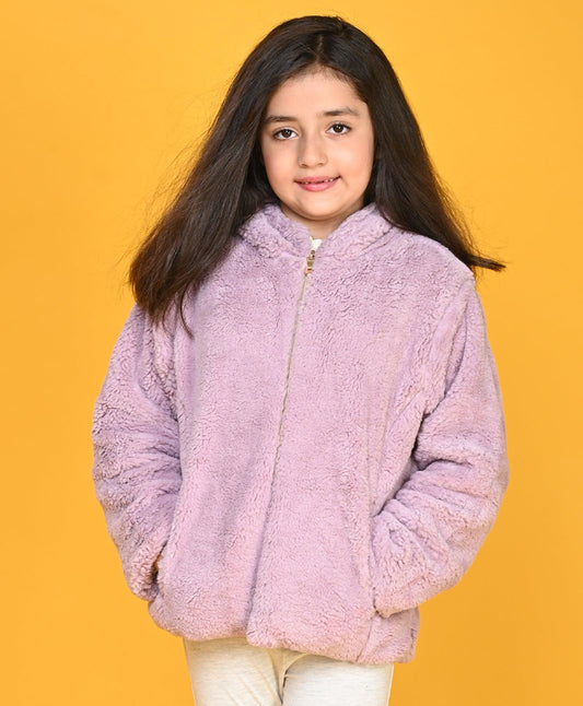LAVENDER FUR GIRLS JACKET - PURPLE