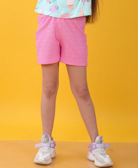 PINK POPCORN GIRLS SHORTS - PINK