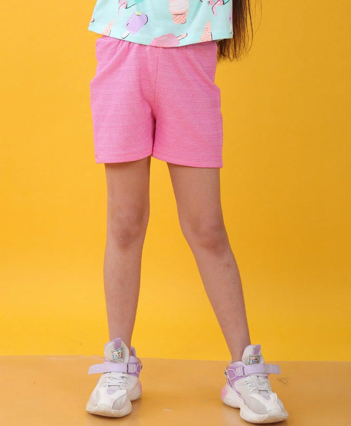 PINK POPCORN GIRLS SHORTS - PINK - Anthrilo 