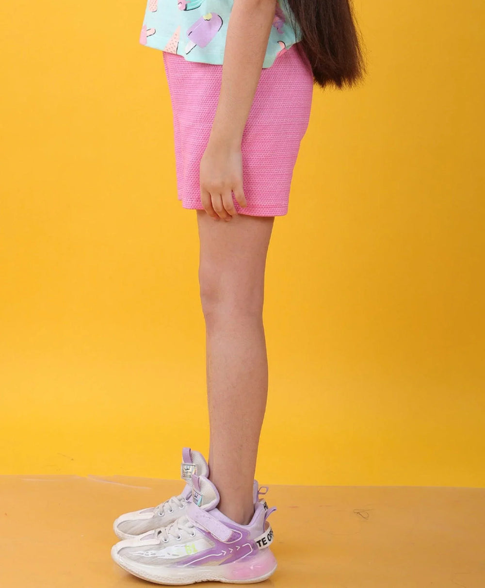 PINK POPCORN GIRLS SHORTS - PINK - Anthrilo 