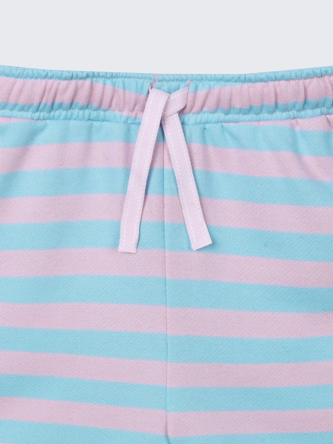 Sky Pink Stripes Girls Shorts - Sky/Pink
