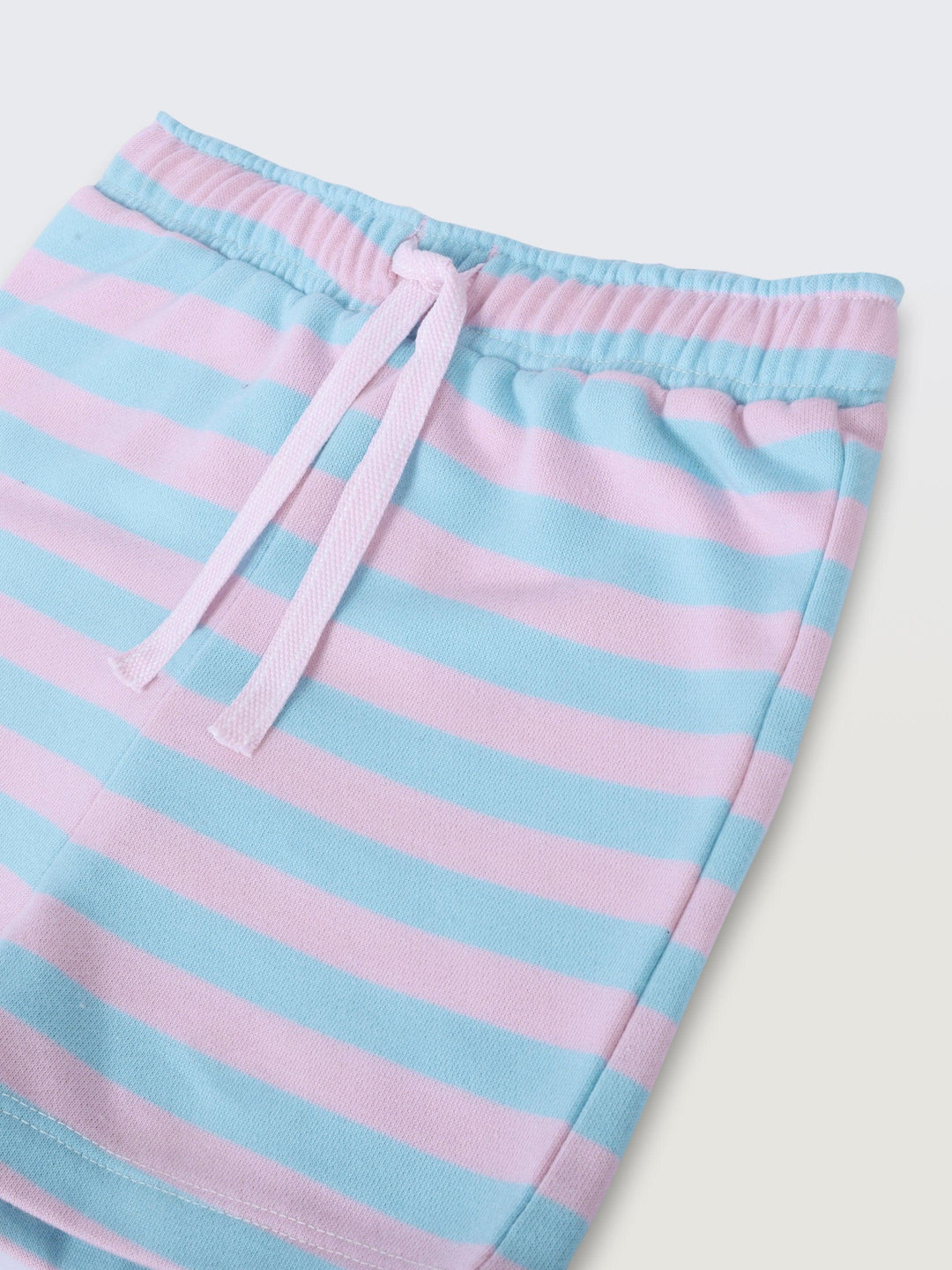 Sky Pink Stripes Girls Shorts - Sky/Pink