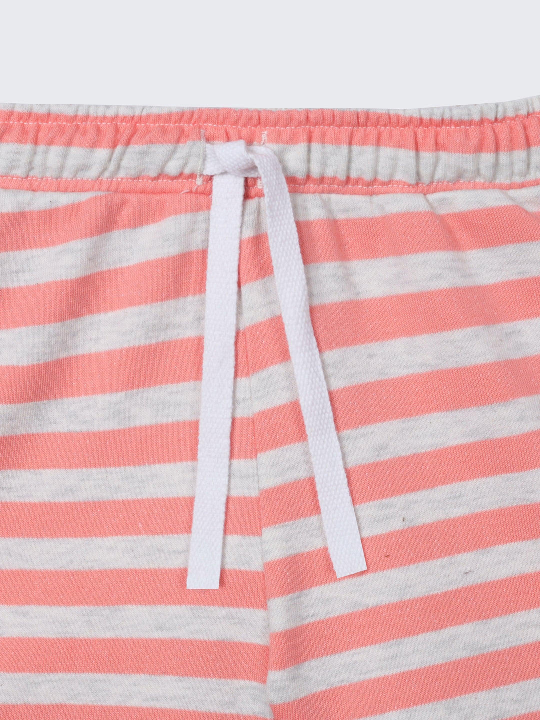 Peach Ecru Stripe Girls Shorts - Peach/Ecru