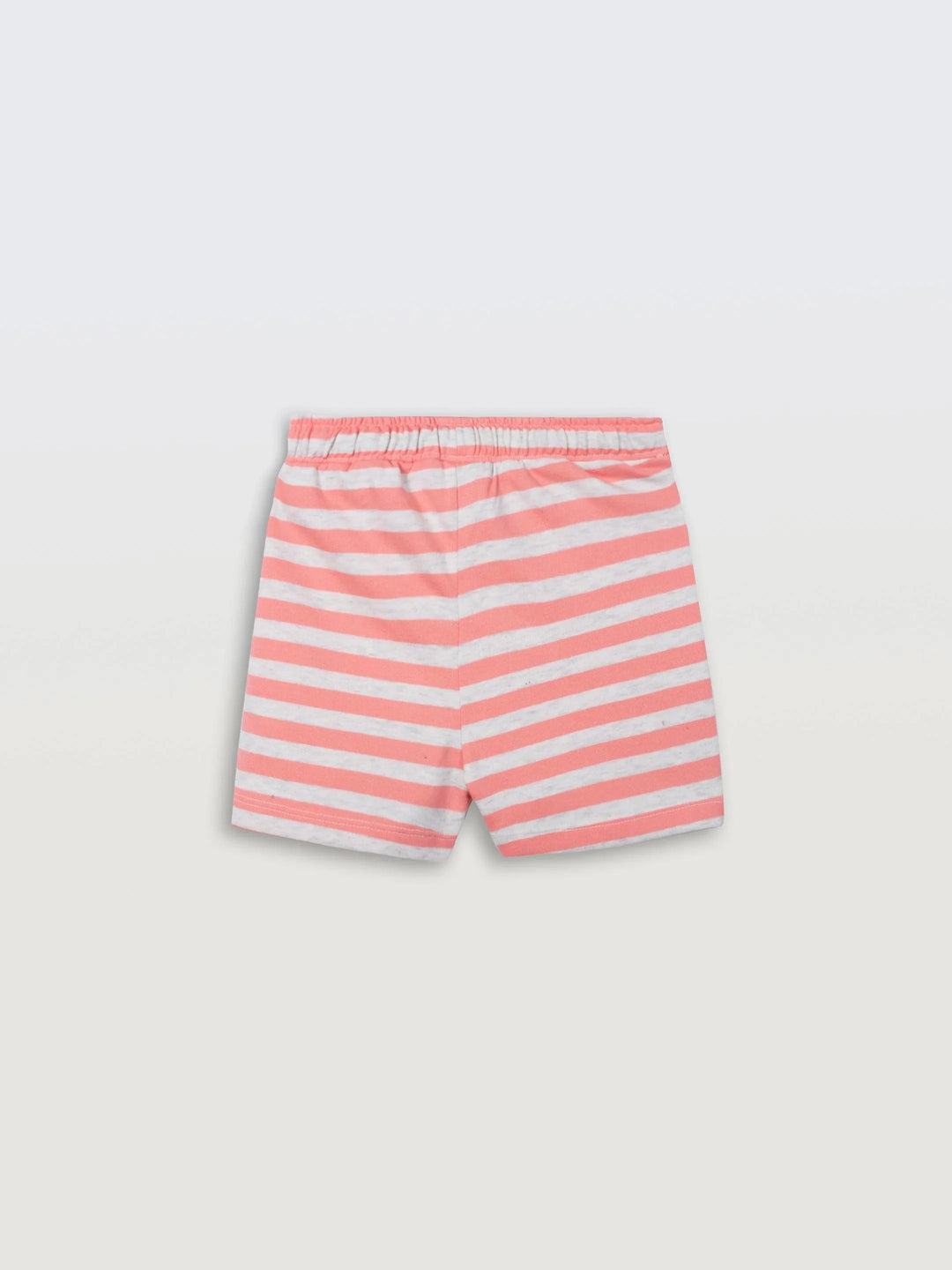 Peach Ecru Stripe Girls Shorts - Peach/Ecru