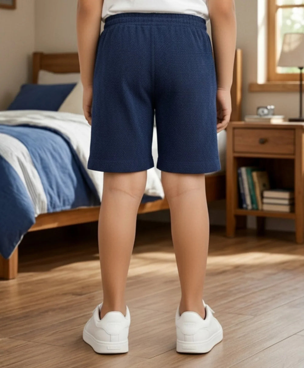 DIAGONAL DENIM BOYS SHORTS - BLUE - Anthrilo 