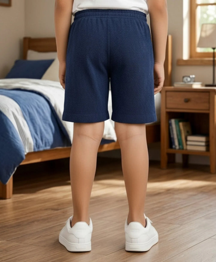 DIAGONAL DENIM BOYS SHORTS - BLUE - Anthrilo 