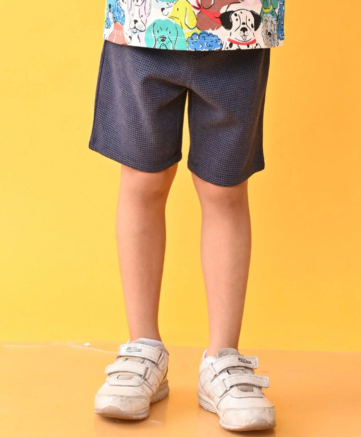 BLUE CHECK TEXTURED BOYS SHORTS - BLUE - Anthrilo 