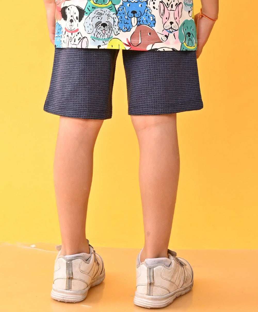 BLUE CHECK TEXTURED BOYS SHORTS - BLUE - Anthrilo 