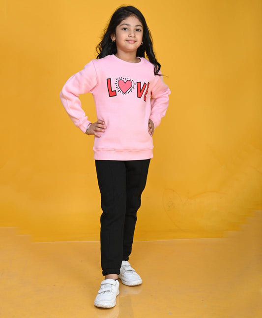 LOVE PINK GIRLS FLEECE SWEATSHIRT JOGGER SET - PINK/BLACK - Anthrilo 