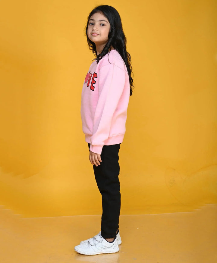 LOVE PINK GIRLS FLEECE SWEATSHIRT JOGGER SET - PINK/BLACK - Anthrilo 