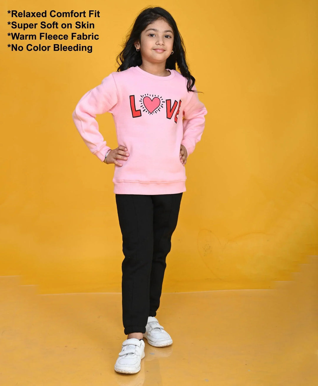 LOVE PINK GIRLS FLEECE SWEATSHIRT JOGGER SET - PINK/BLACK - Anthrilo 