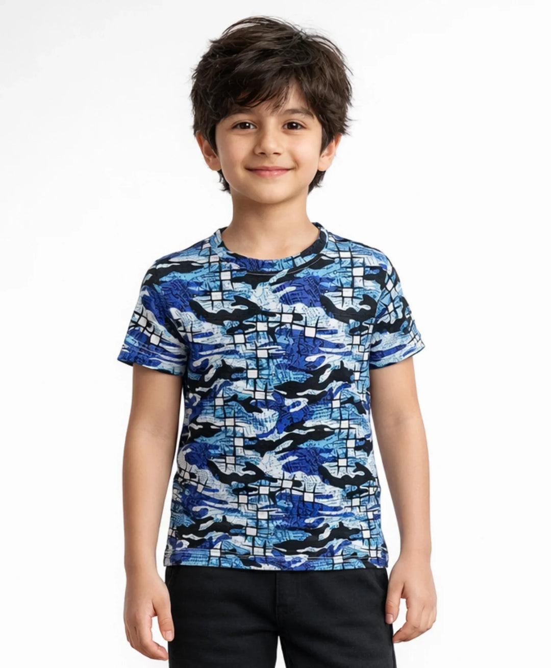 GRAFFITI CAMOUFLAGE SHORT SLEEVE T-SHIRT - BLUE - Anthrilo 