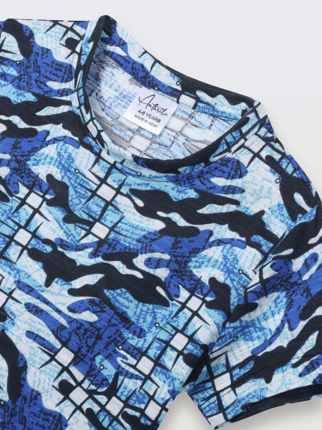 GRAFFITI CAMOUFLAGE SHORT SLEEVE T-SHIRT - BLUE - Anthrilo 