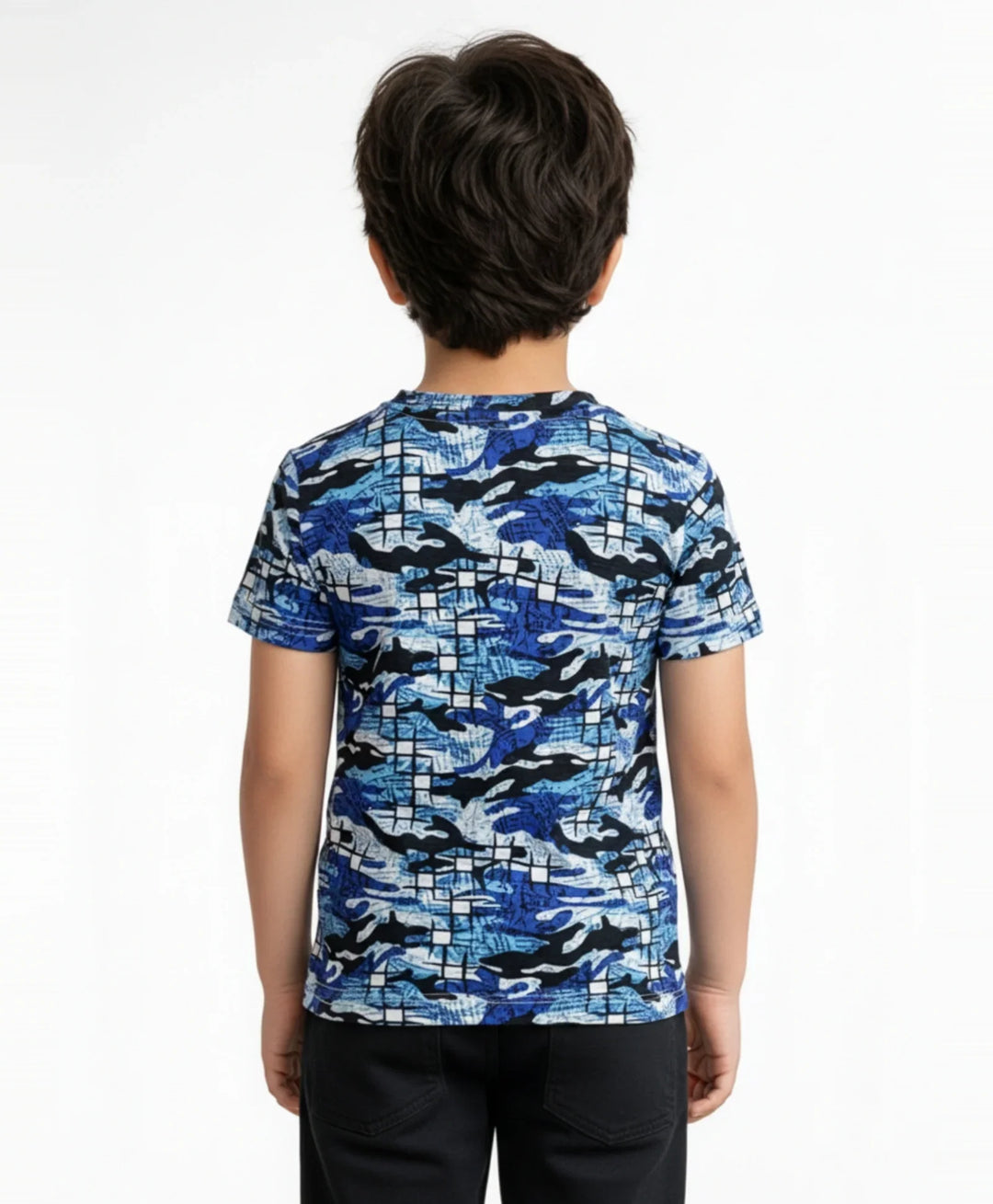 GRAFFITI CAMOUFLAGE SHORT SLEEVE T-SHIRT - BLUE - Anthrilo 