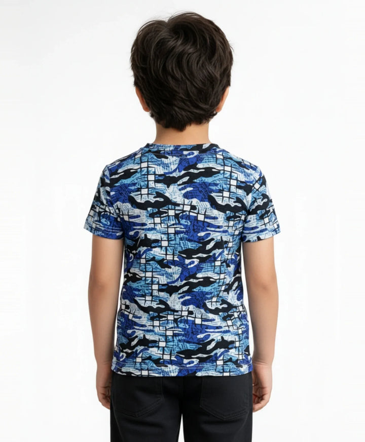 GRAFFITI CAMOUFLAGE SHORT SLEEVE T-SHIRT - BLUE - Anthrilo 