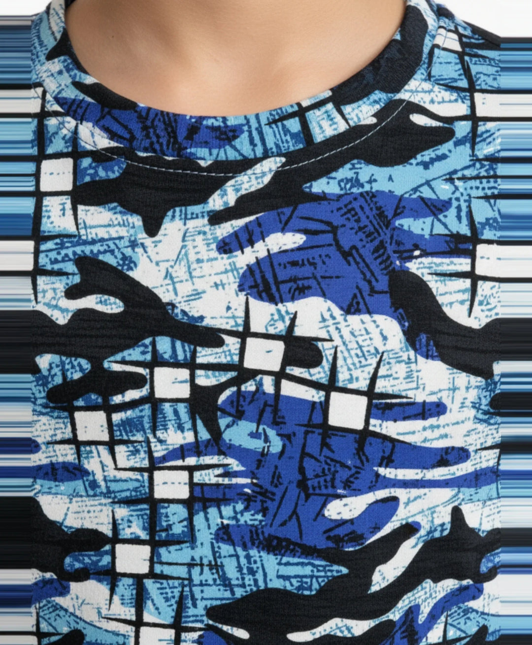 GRAFFITI CAMOUFLAGE SHORT SLEEVE T-SHIRT - BLUE - Anthrilo 