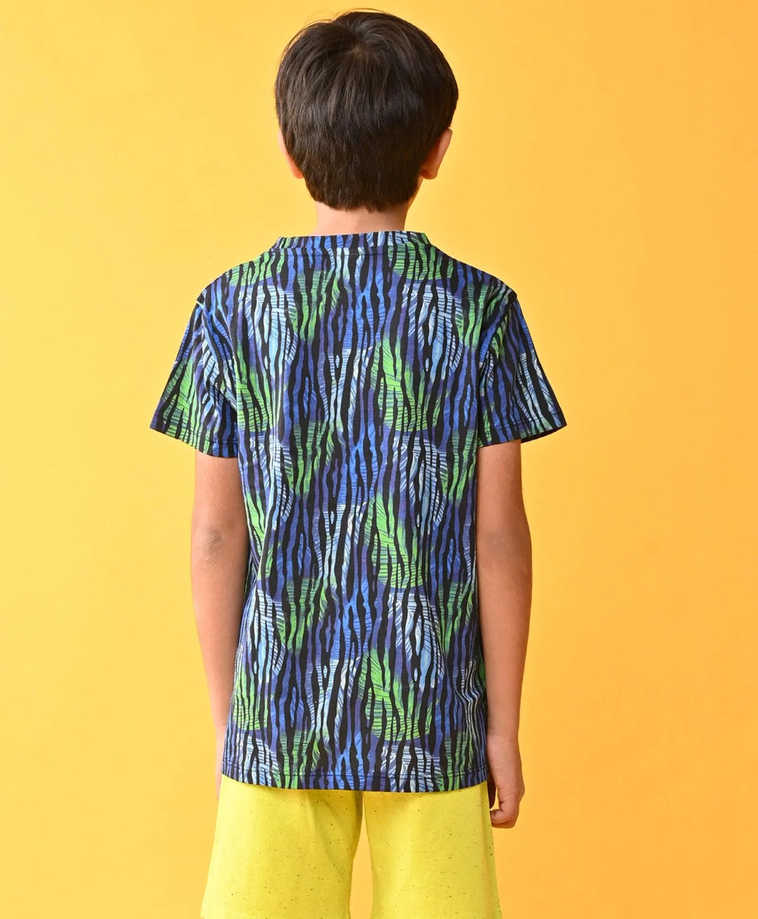 Tropical Stripe Short Sleeve T-Shirt - Blue
