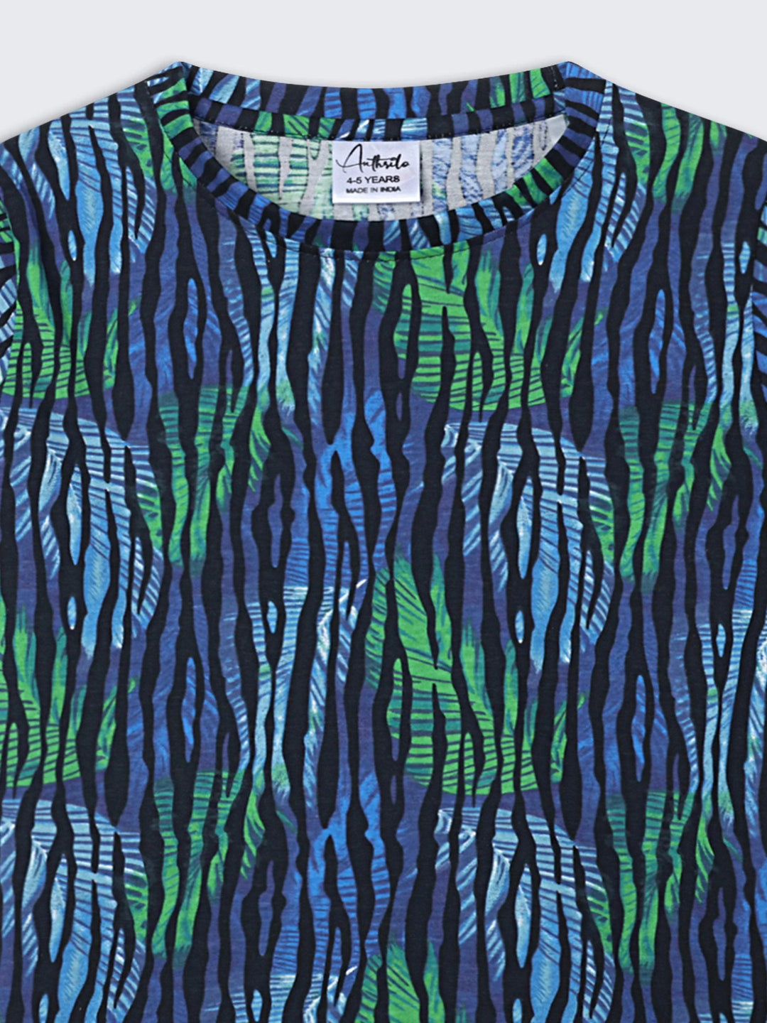 Tropical Stripe Short Sleeve T-Shirt - Blue